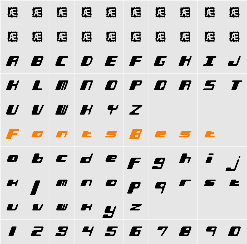 Phorfeit Slant (BRK) Character Map