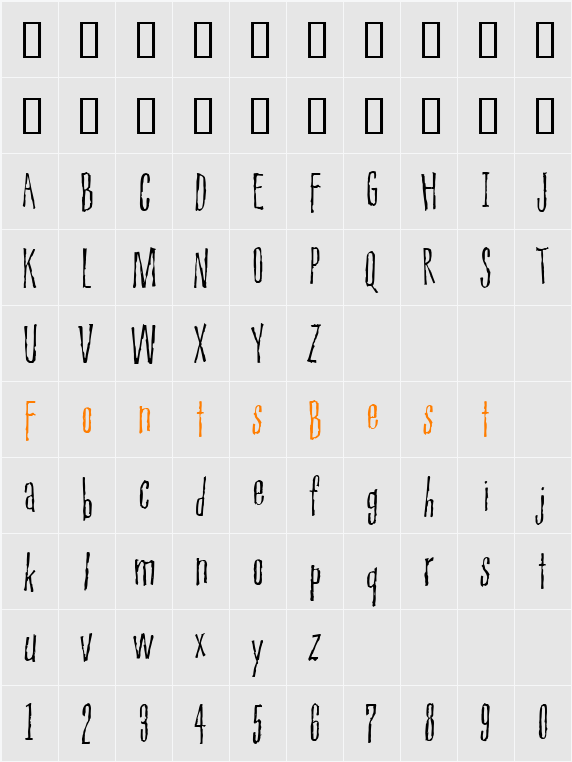 PiousHenryITC TT Character Map