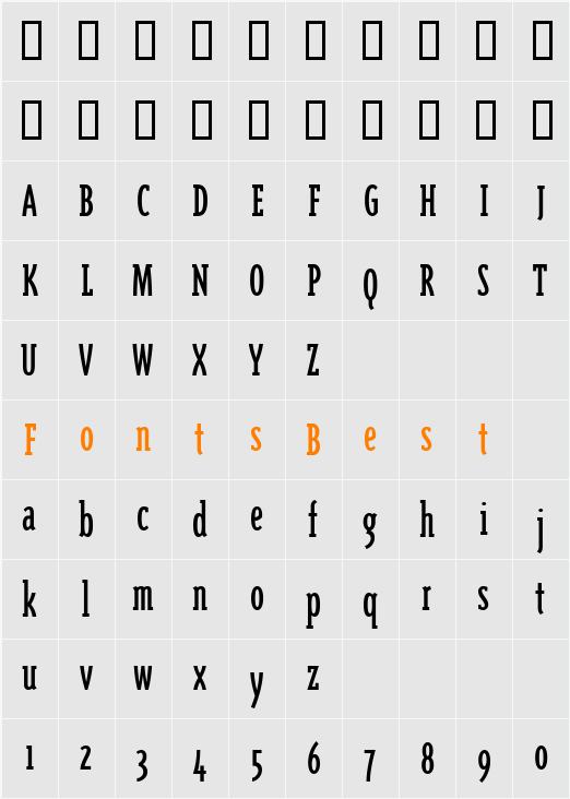 TriplexCondSerif Character Map