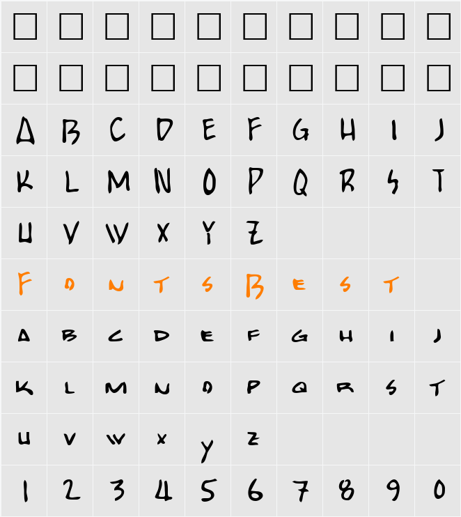 Bobcat Character Map