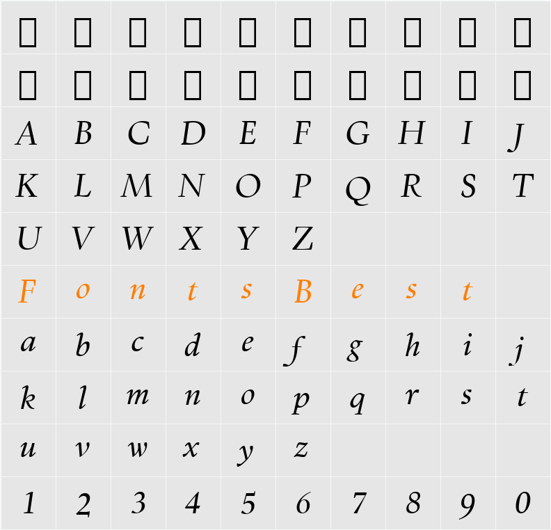 Kennedy GD Character Map
