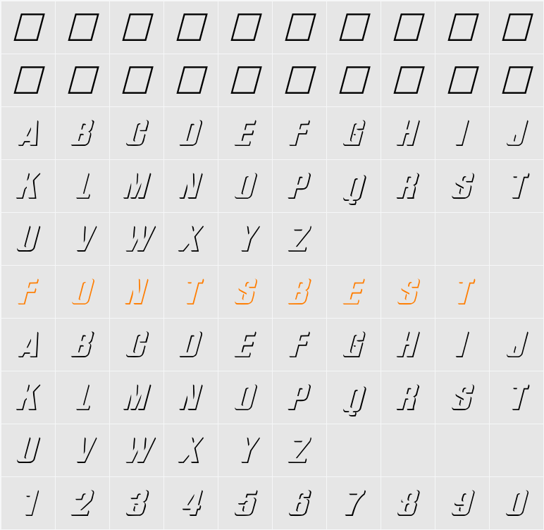 WhatA-Relief Italic Character Map