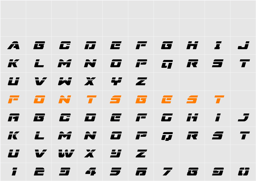 Super Commando Laser Italic Character Map