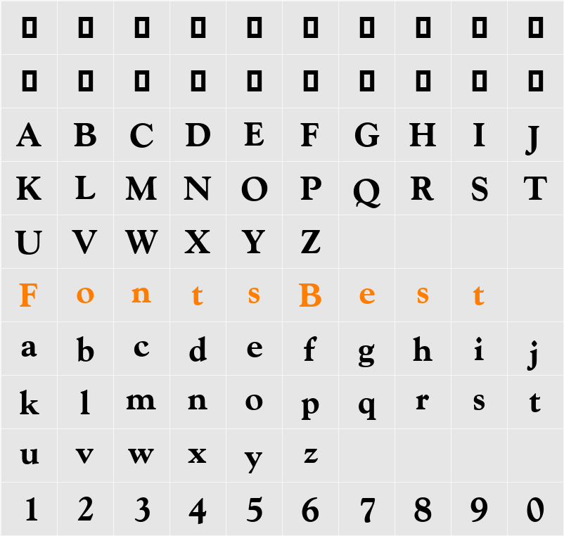 Goudy Extra Bold CG ATT Character Map