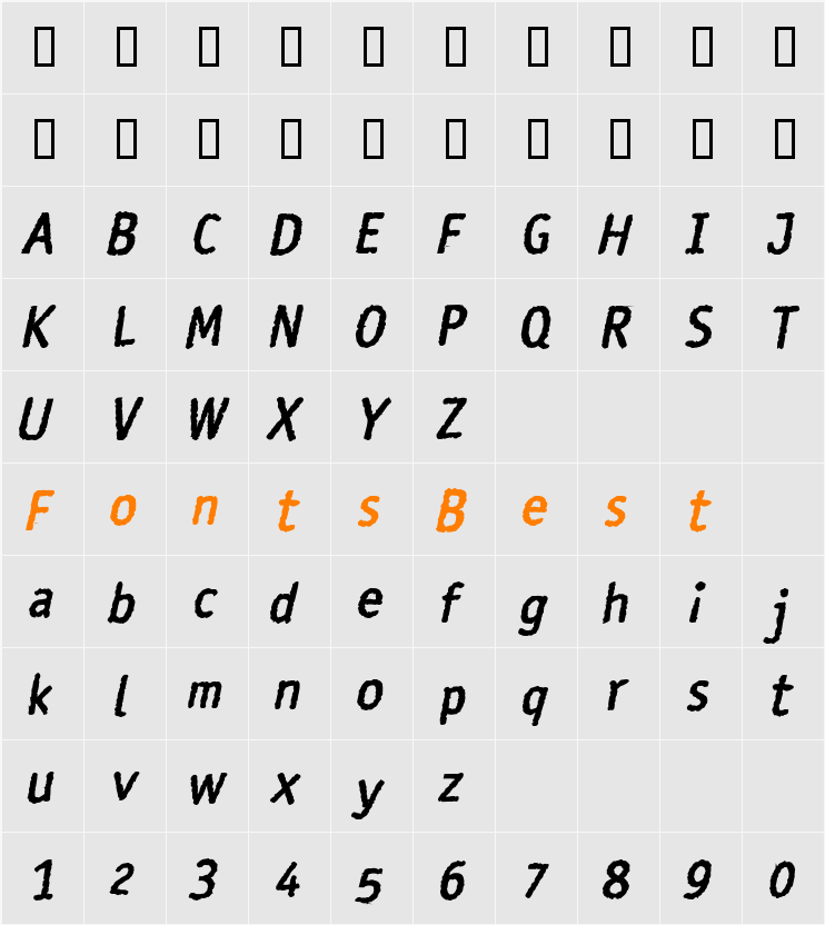 Rosango Character Map
