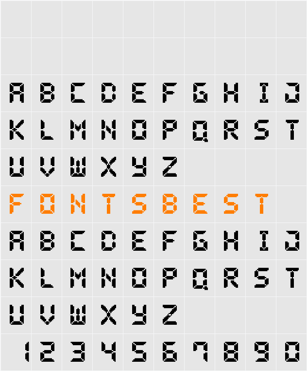 Pixel LCD7 Character Map