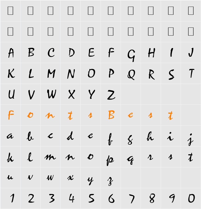 Script-M730 Character Map