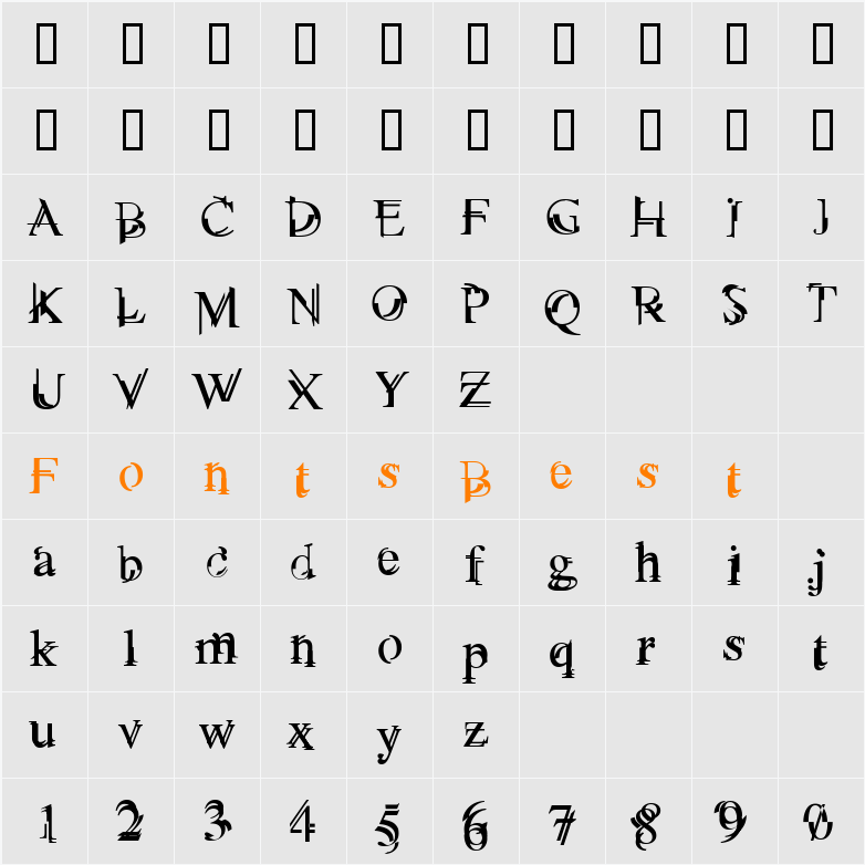 Unserif Character Map