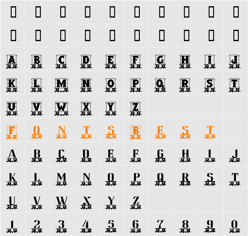 LetterTrain Character Map