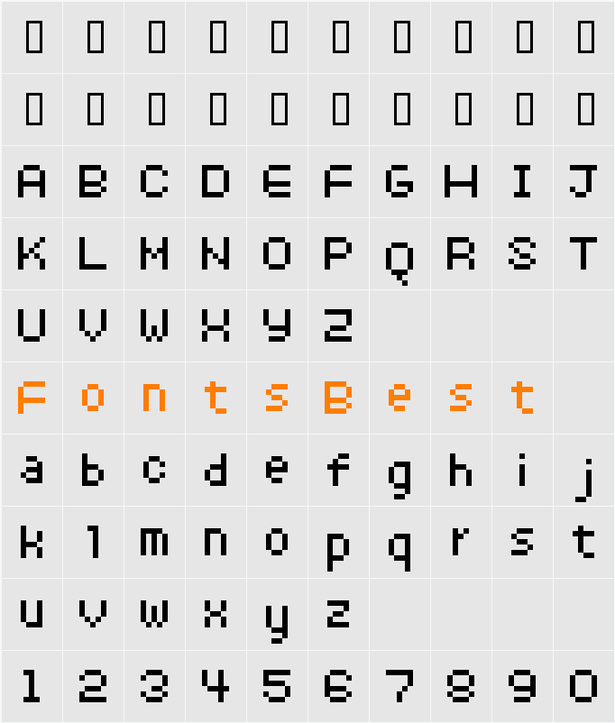 8pxbus Character Map