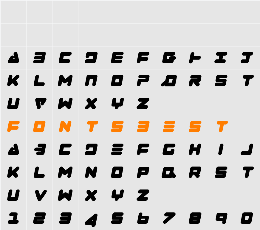 Zealot Italic Character Map