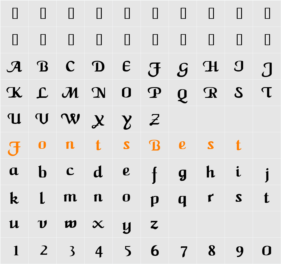 MaidenWord Character Map