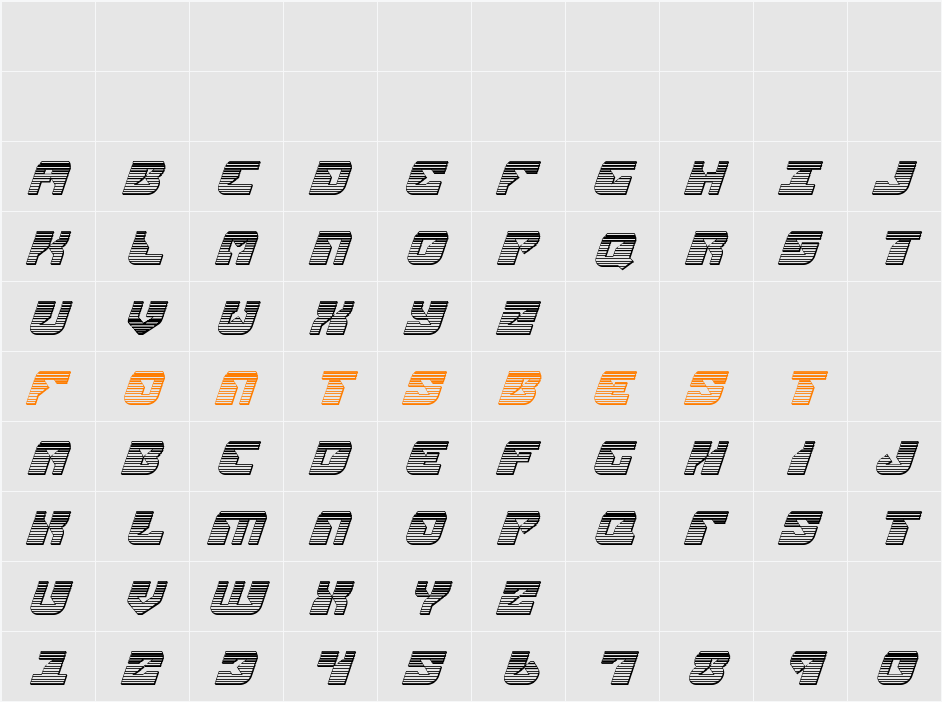 Replicant Chrome Italic Character Map