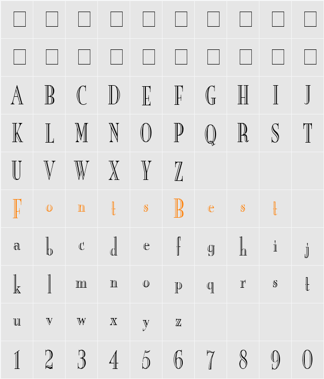 New Eng. Engr. Condensed Character Map