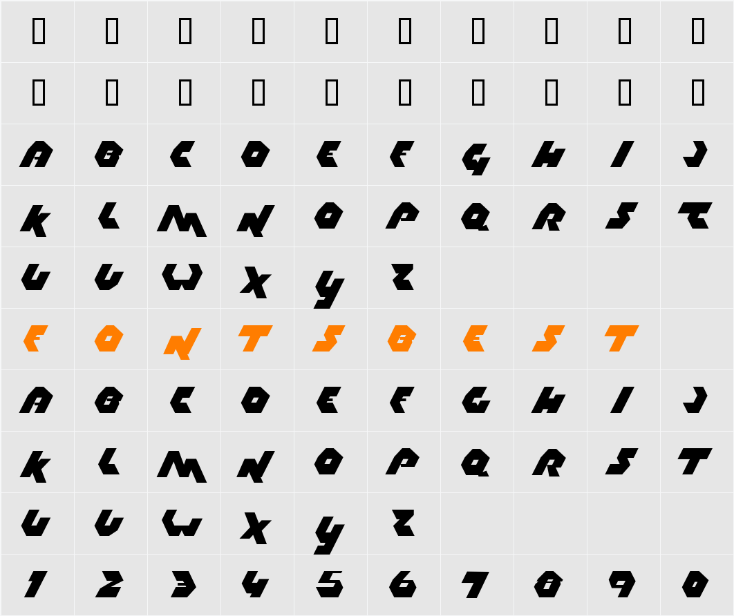 Thrust Character Map