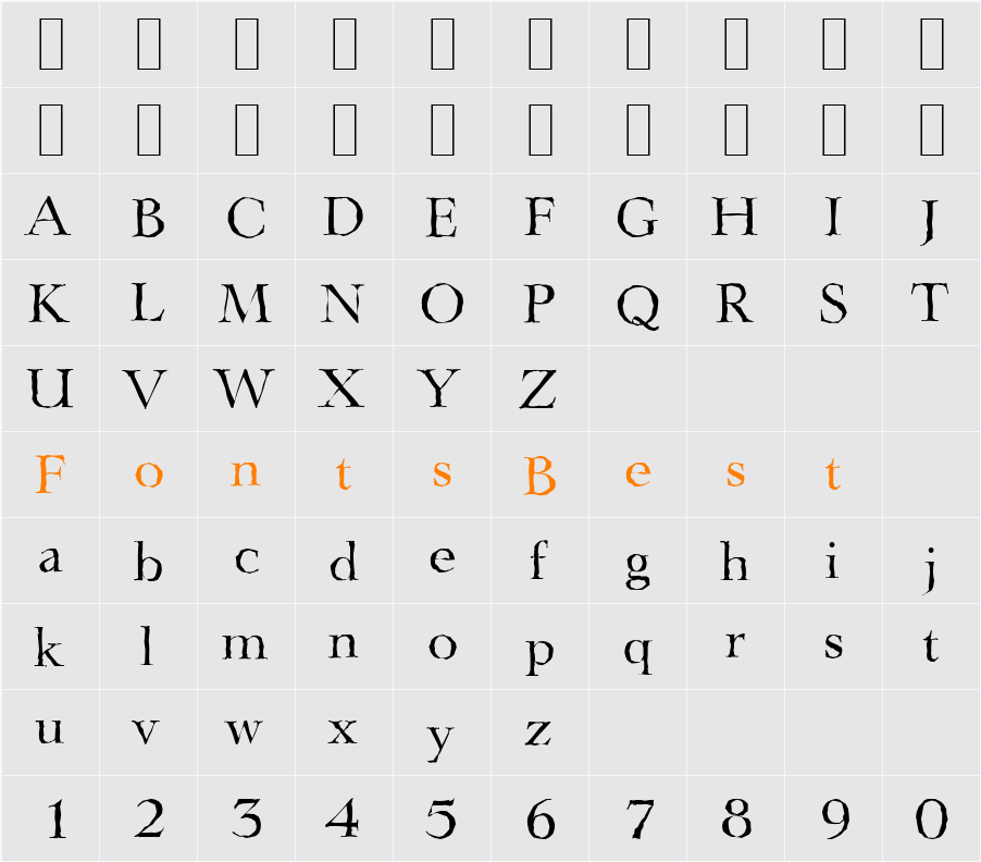LingwoodAntique Character Map