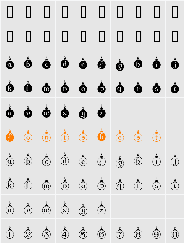 SeasonsGreetings Character Map