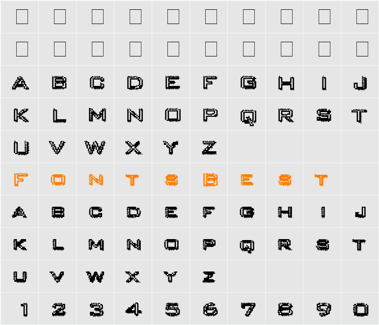 E-Cash Gothic Character Map