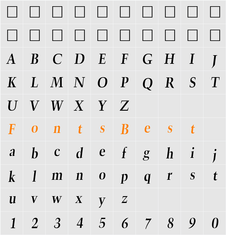 TrumpetLite Character Map