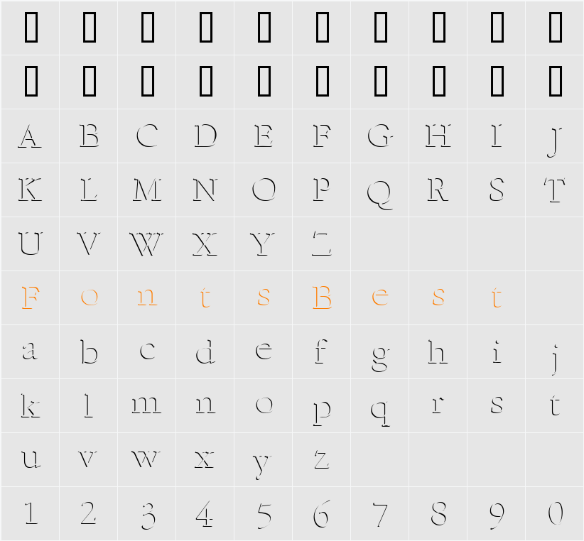 GE Emboss Character Map