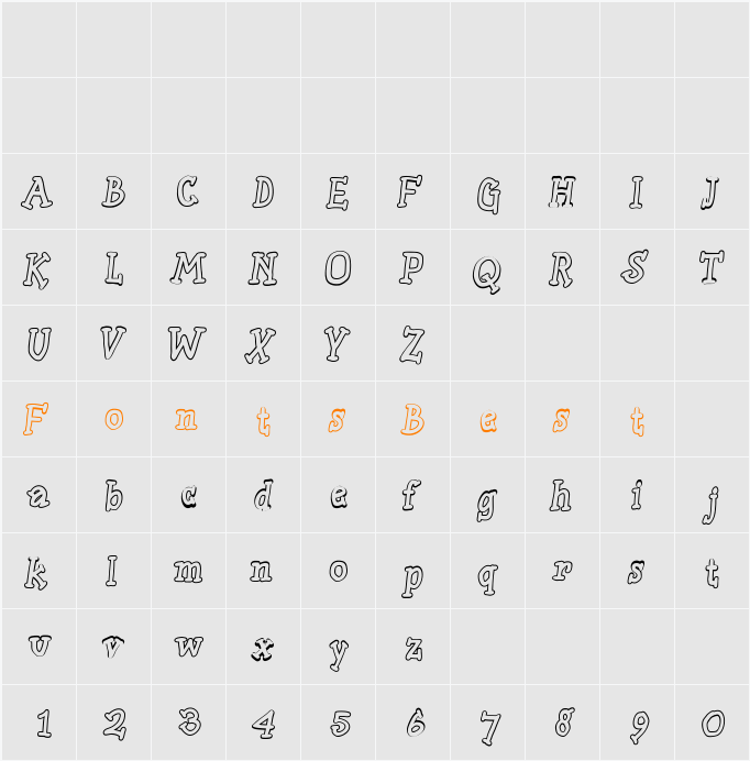 SlabSerifWrittenOutline Character Map
