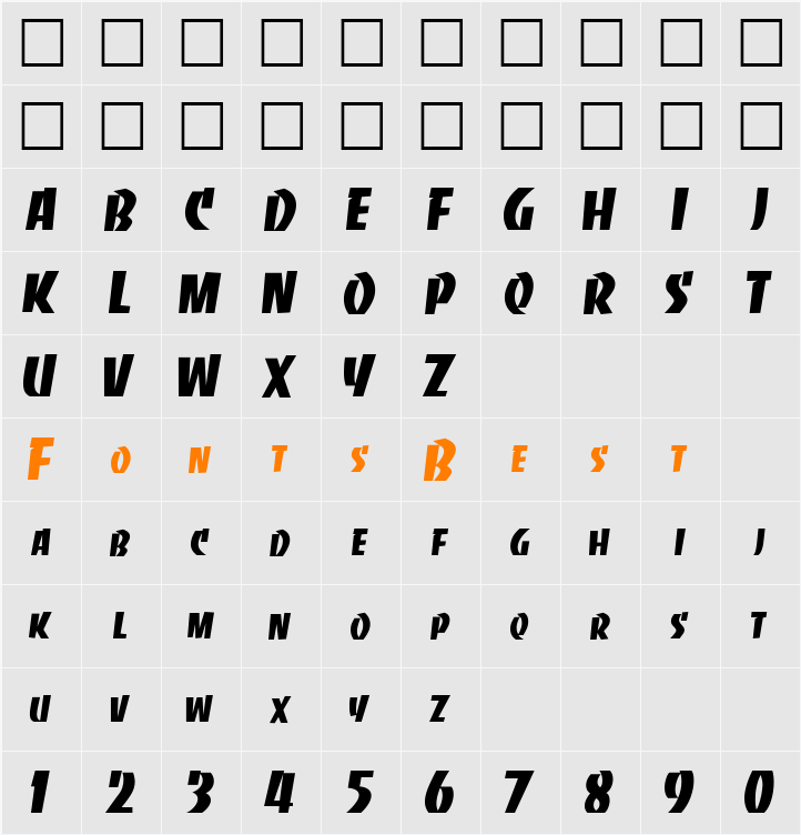 Slabface Character Map