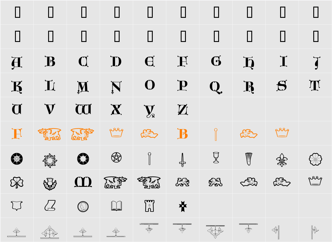 GMLondiniumOrnaments Character Map