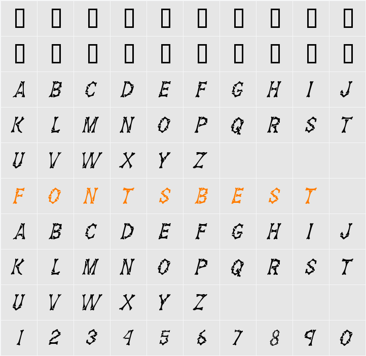 BonzCapsSSK Character Map