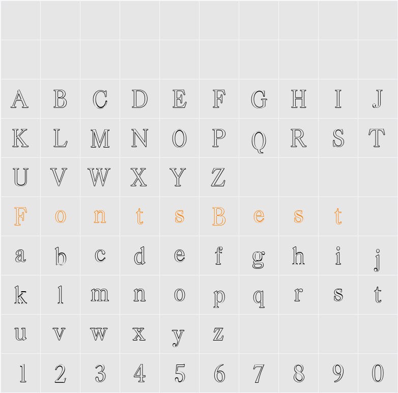 WesleyBeckerOutline-Light Character Map