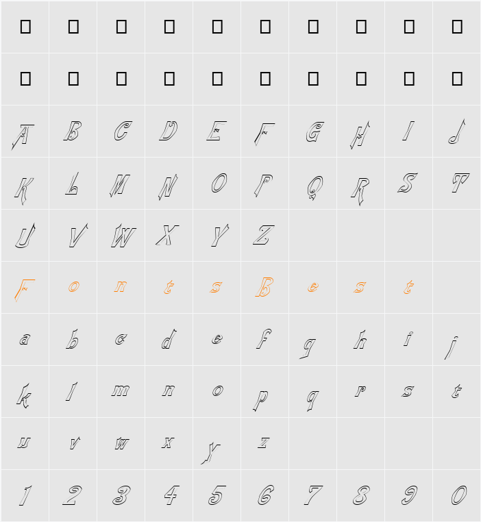 FZ JAZZY 21 HOLLOW ITALIC Character Map