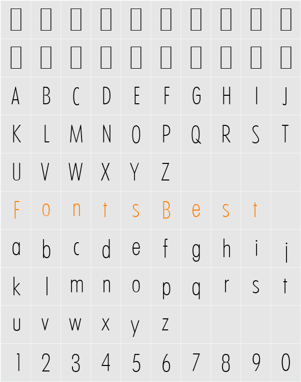 LimerickCdSerial-Xlight Character Map