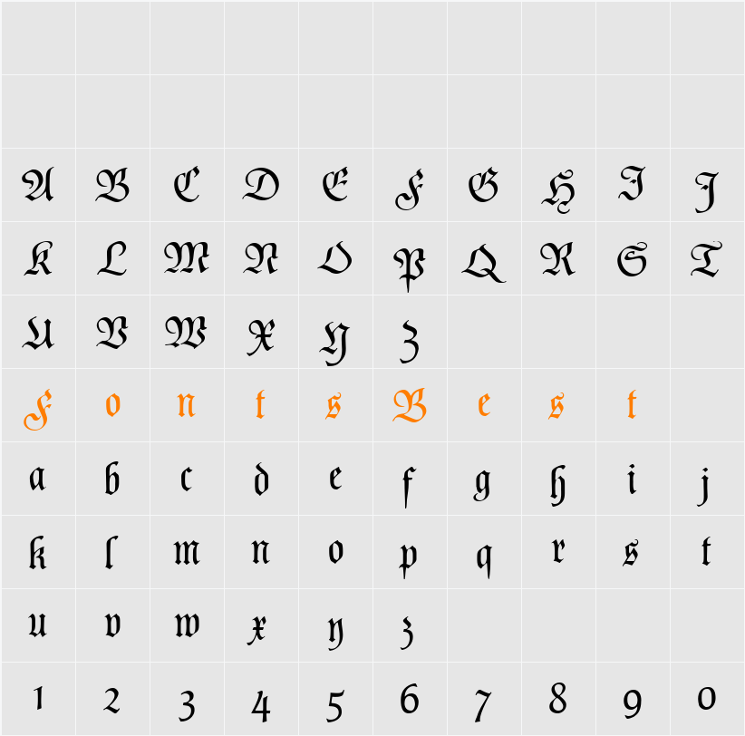Poppl Fraktur CAT Character Map