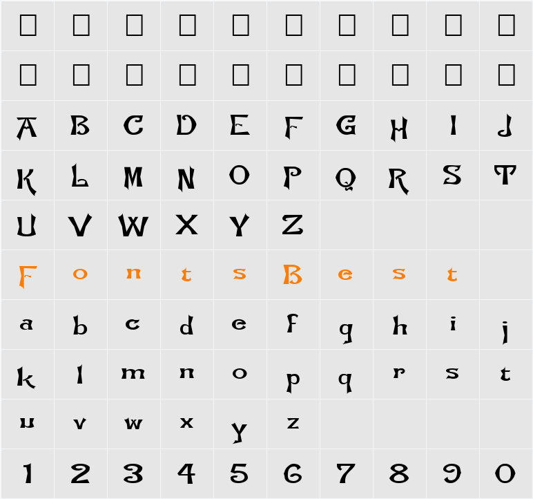 FZ JAZZY 21 EX Character Map