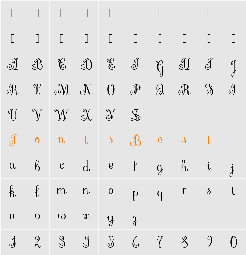 Sevillana Character Map