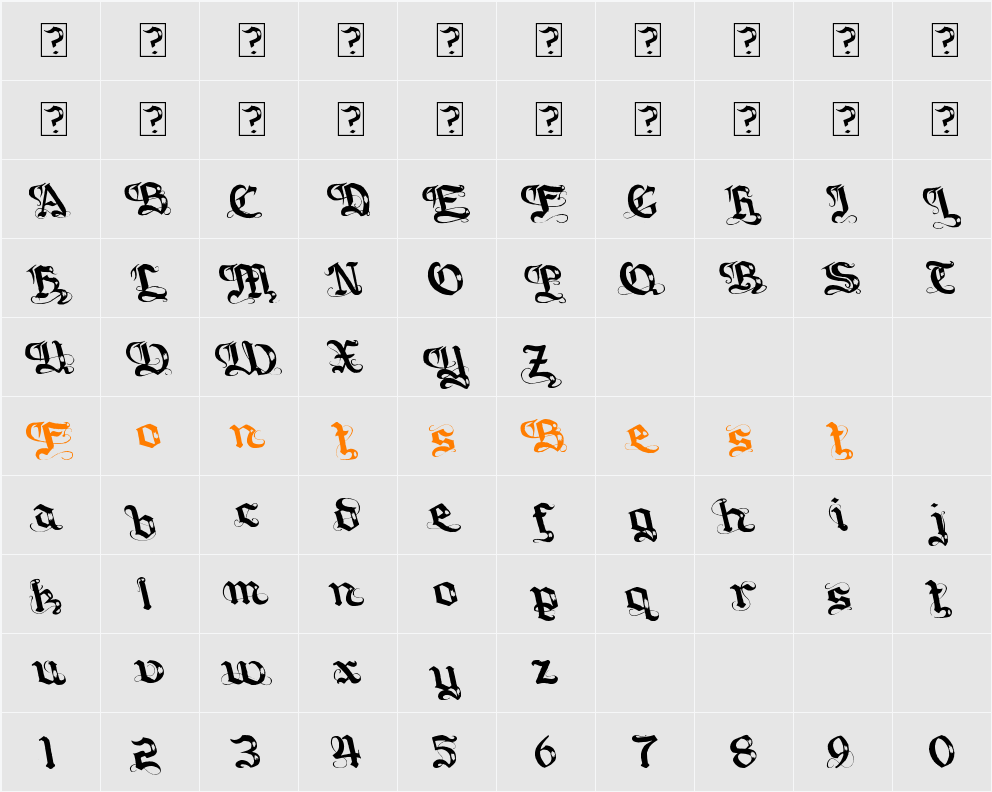 Gotique Character Map