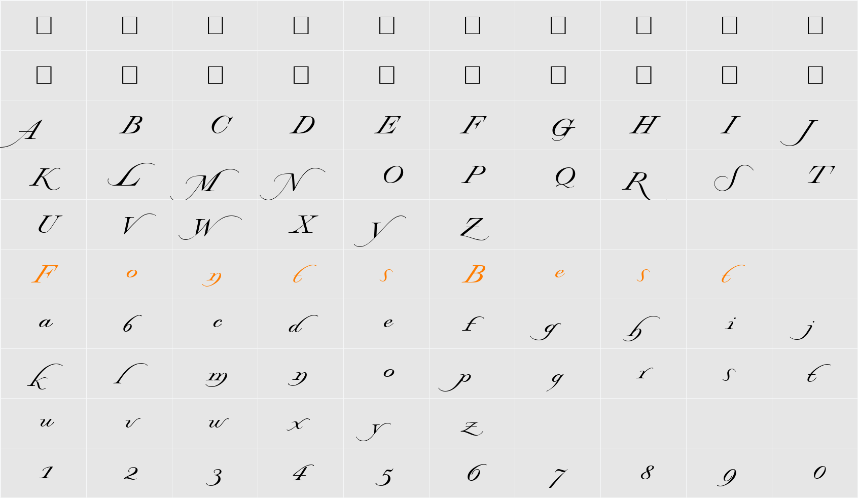 Stockwell Character Map