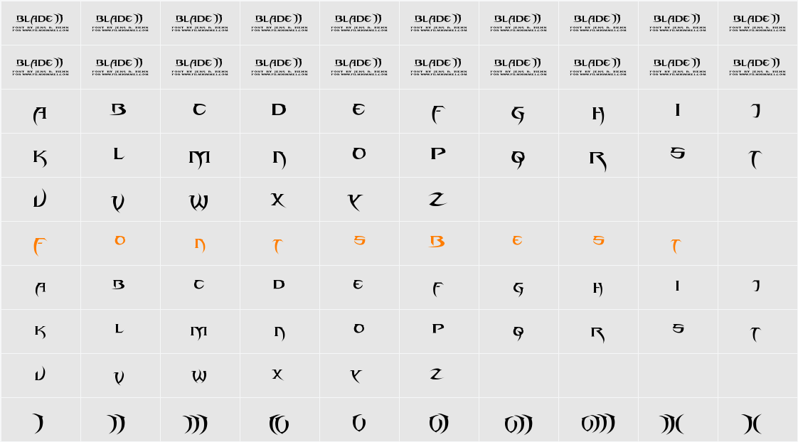 Blade 2 Character Map
