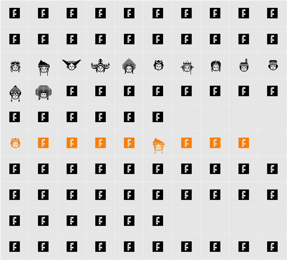 IW Pixelated Character Map