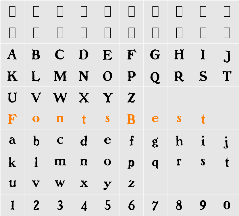 Dolenzo J Character Map