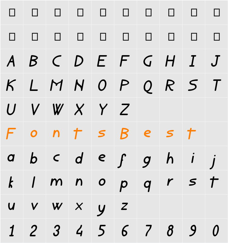 Rondouillard Character Map
