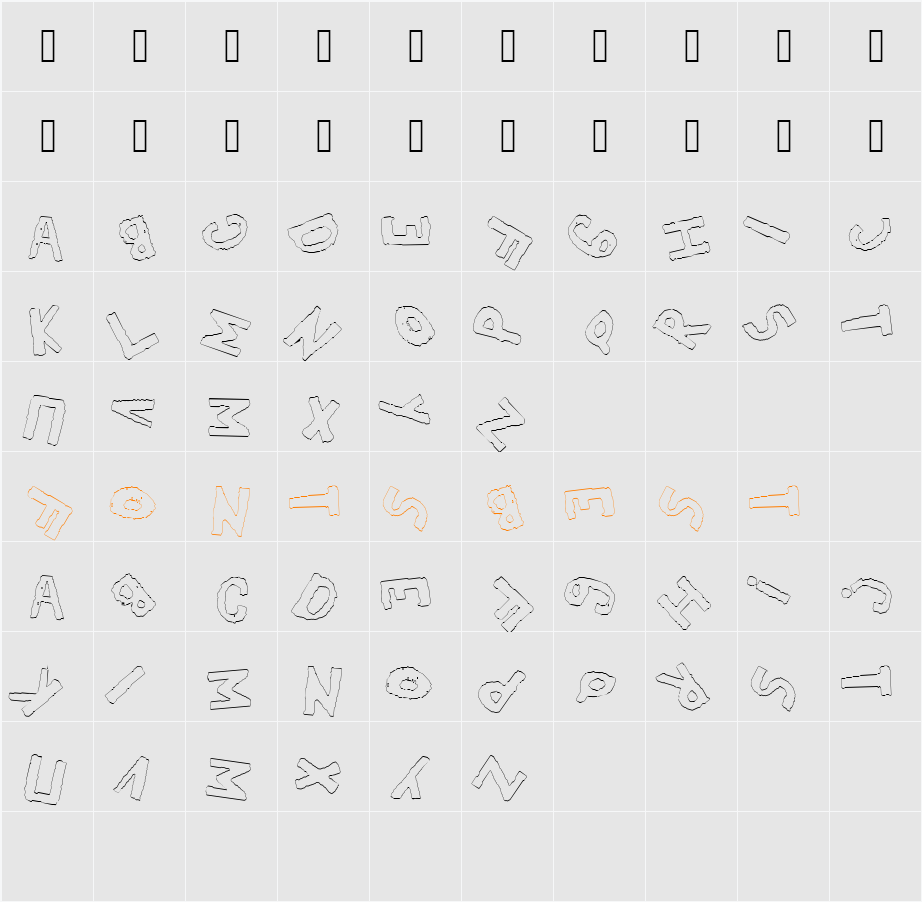 YES_outlinerotated Character Map