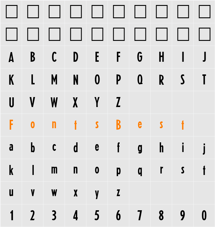 Erbar DB Character Map