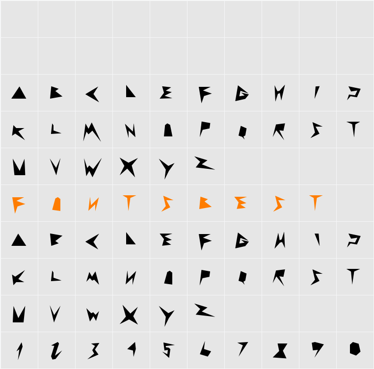zig zag zeg Character Map
