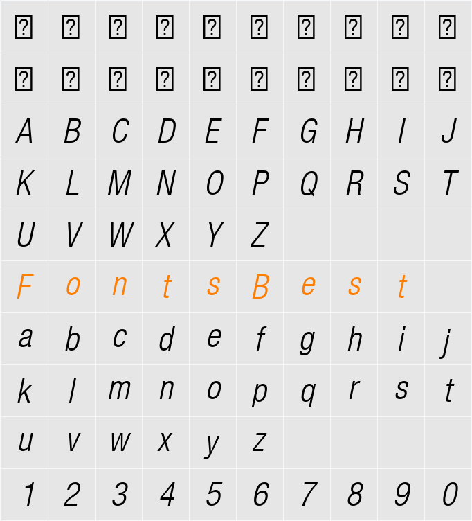 HelveticaNeueLT Com 47 LtCn Character Map