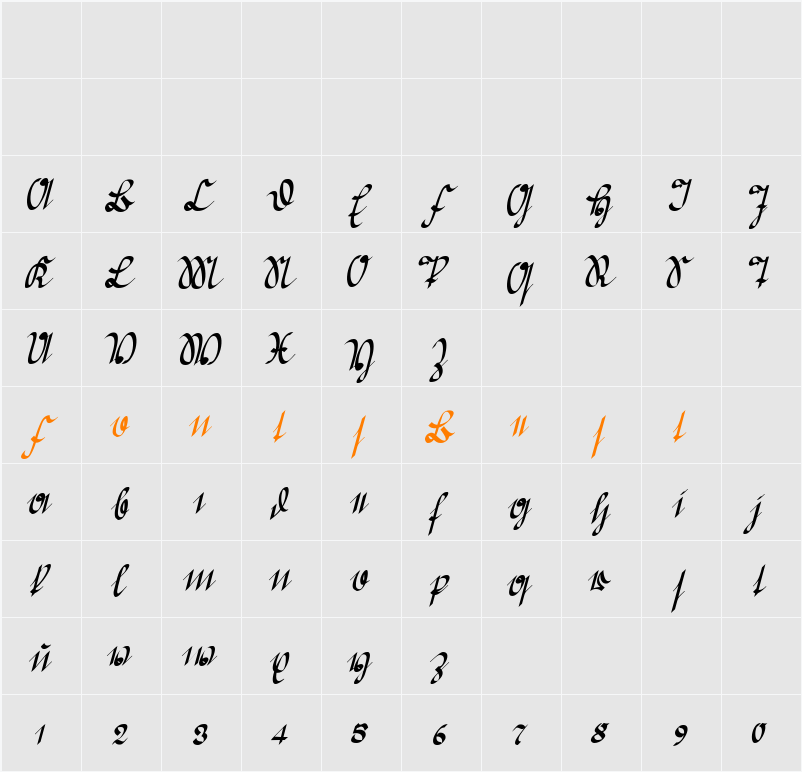 Greifswaler Deutsche Schrift Character Map