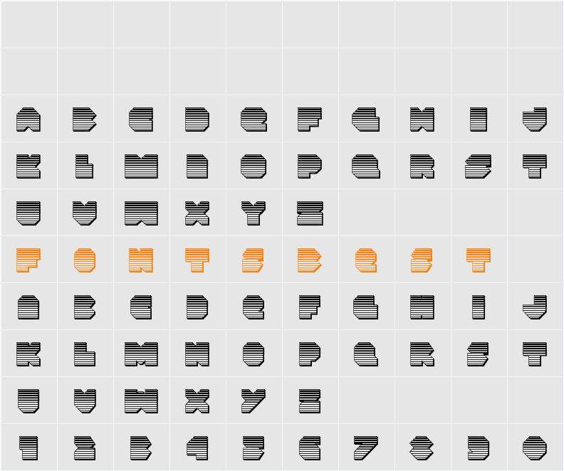 VX Rocket Chrome Character Map