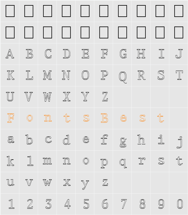 FZ DIGITAL 1 HOLLOW Character Map