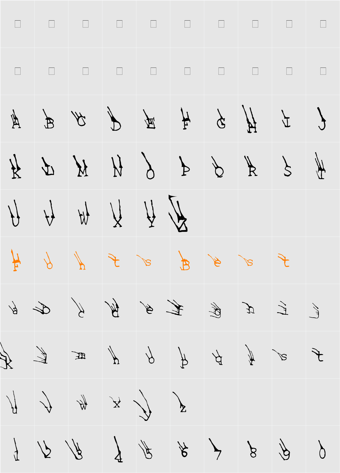 LTGrassy Bold Character Map