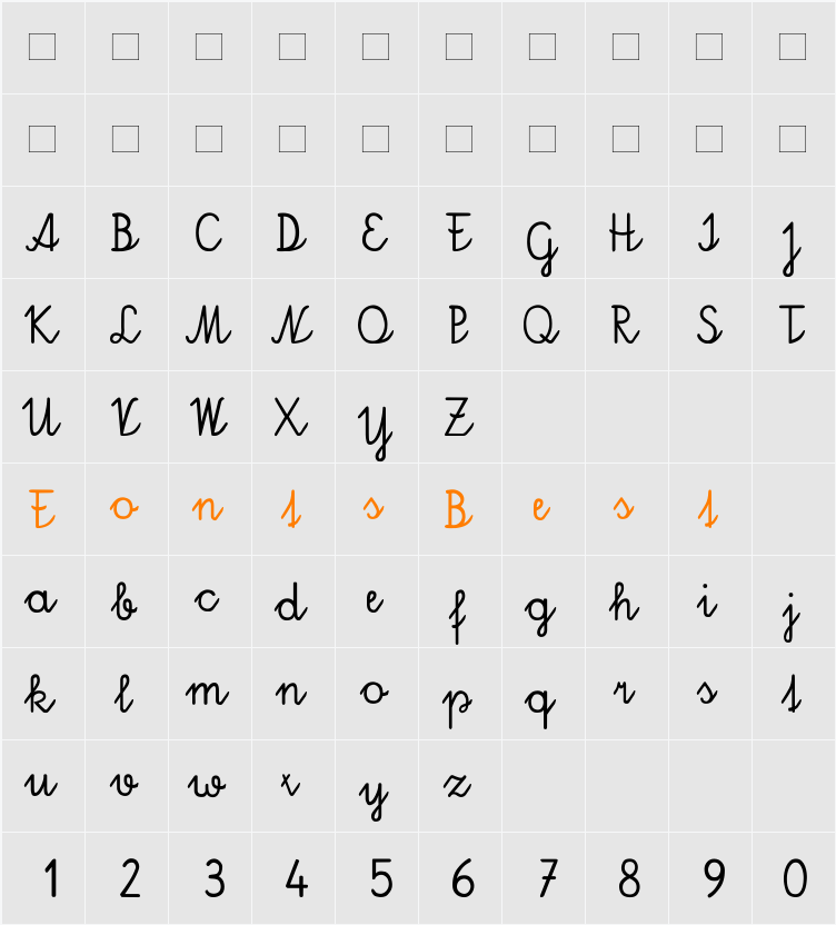 Schuschri 95-0 Character Map