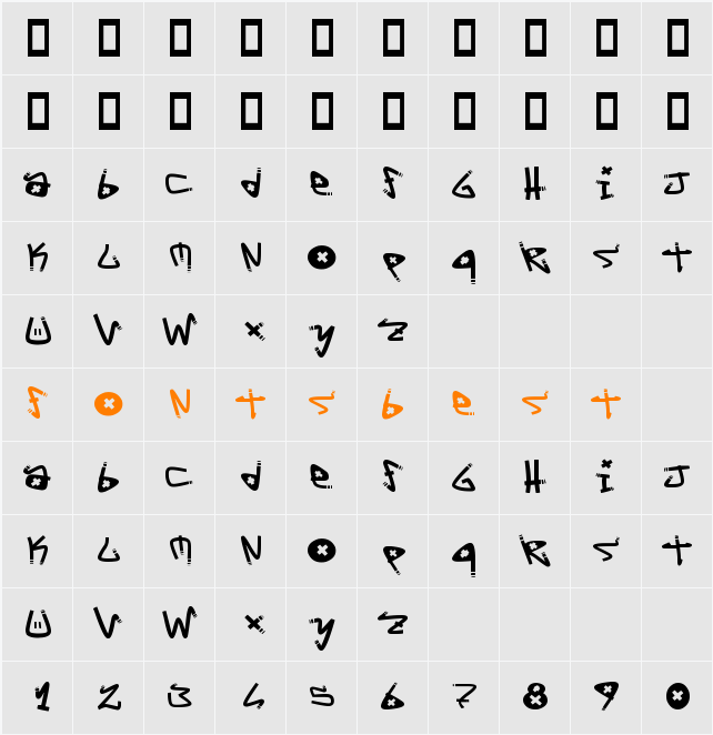 Y-Yo Tags Character Map